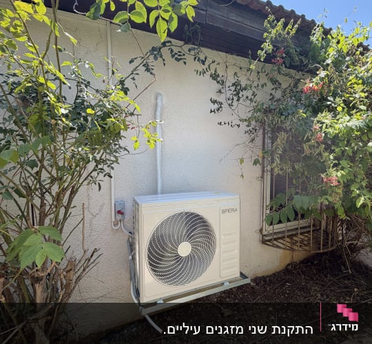 התקנת יחידה חיצונית של מזגן על גבי תושבת בקיר חיצוני